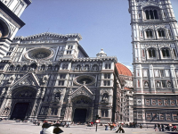 The facade of the Basilica di Santa Maria del Fiore (Saint Mary of the Flowers) in Florence